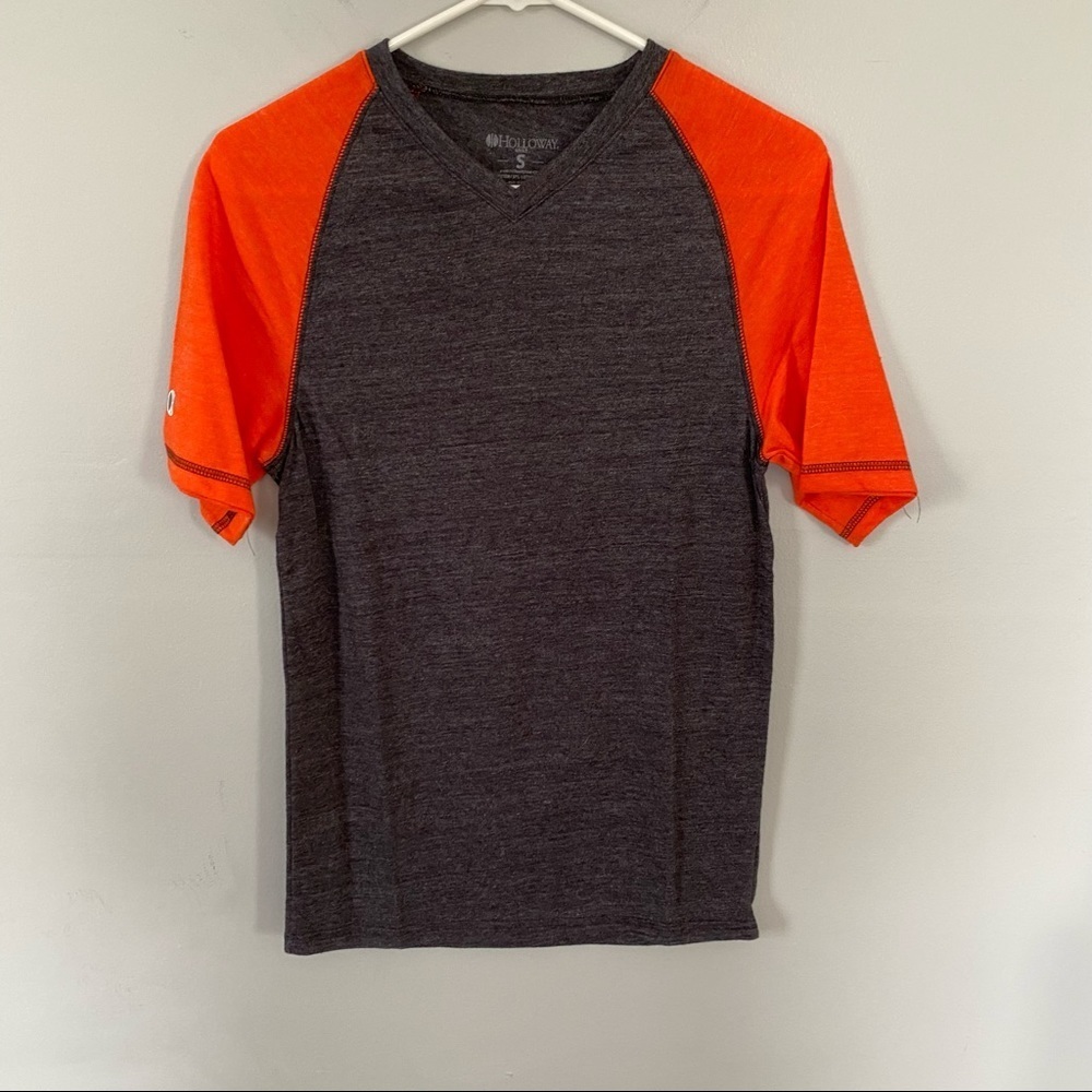 Holloway baseball tee orange grey Small